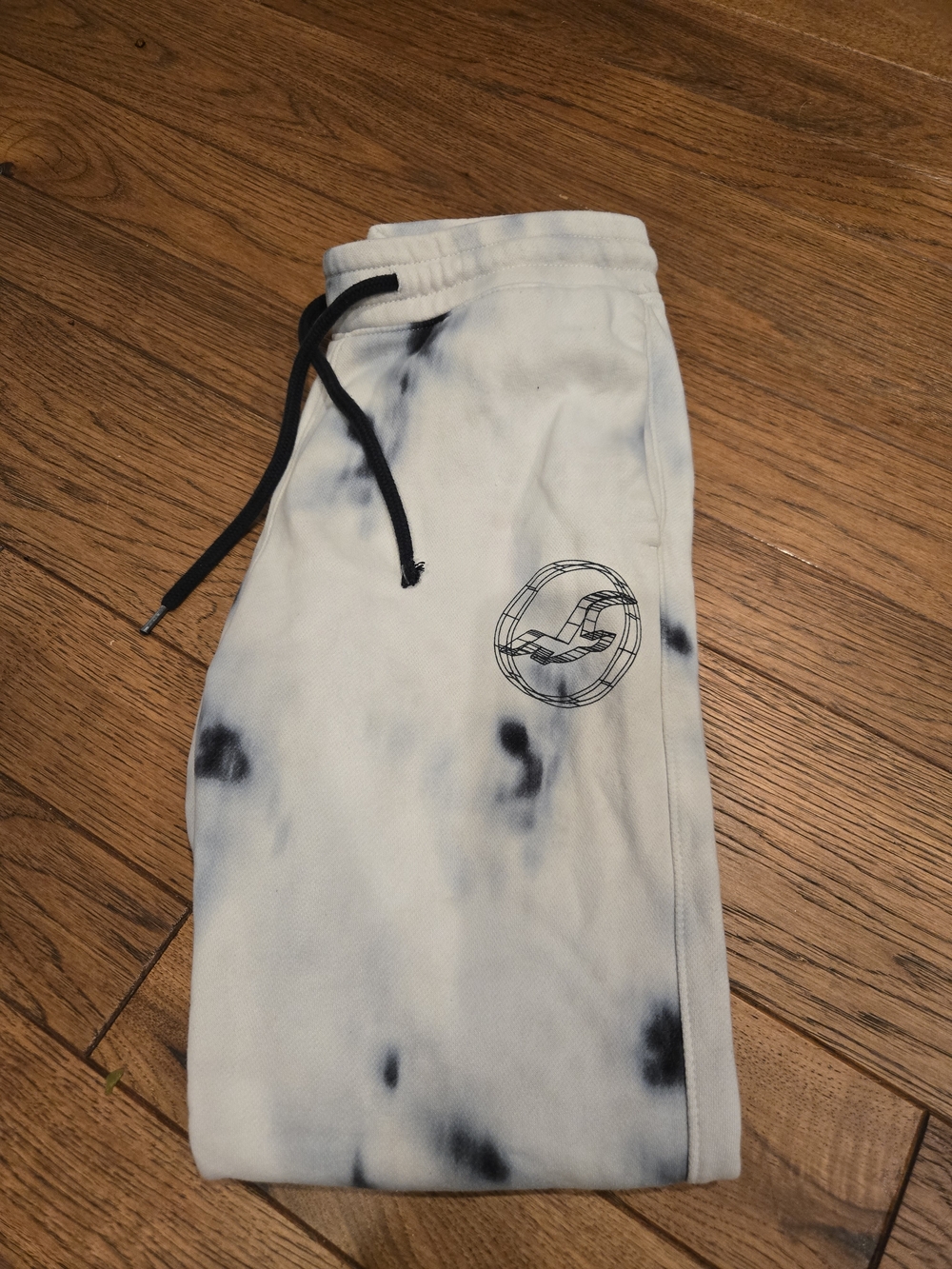 Hollister White Tie-Dye Joggers with Black Accents